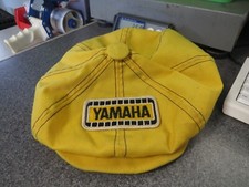 Vintage Yamaha Patch Yellow Newsboy Motorcycle Flat Hat Cap w/ Button
