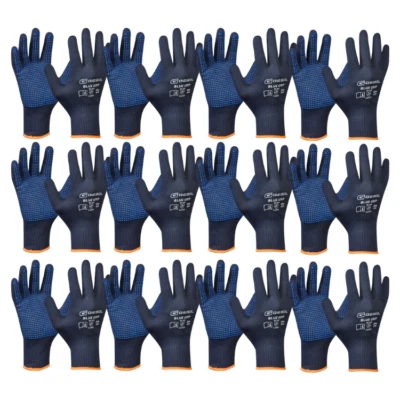 12 Paar Gebol Handschuh Blue Grip Arbeitshandschuh Montage PVC Noppen Gr 9/L