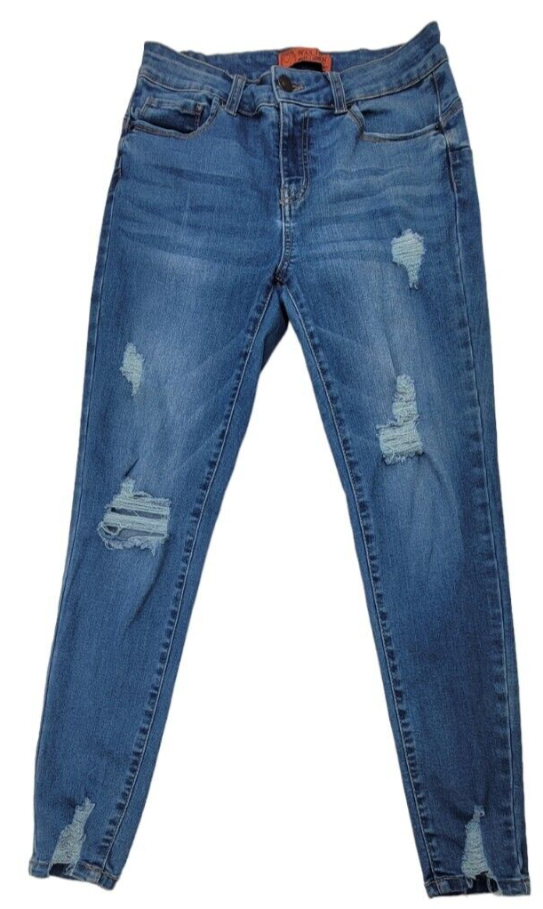 YMI Women's Wannabettabutt Ankle Jeans - Mid-Rise, Distressed With Frayed Hem, Made From Repreve Recycled Fibers