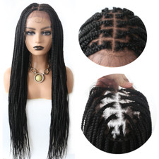 Hand Tied Lace Front Cornrow Box Braided Lightweight Long Women Wig Synthetic US