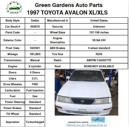 Toyota Avalon XLSedan 1997 cinturón de seguridad delantero hebilla lado izquierdo del conductor LH Foto 4 de 4