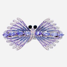 DRAGONFLY BARRETTE Hair Clip Hairpin use Swarovski Crystal Elegant Purple K53