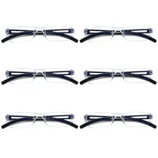 6PK Men Women Blue Light Blocking Reading Glasses Rimless Unisex Computer Reader