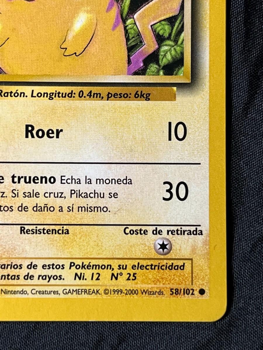 Pokémon TCG 1999-2000 SPANISH Pikachu 58/102 Yellow Cheeks Base
