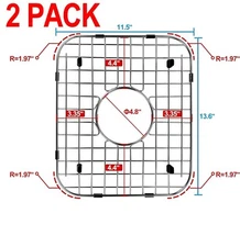 2 Pack Sink Protector 304 Stainless Steel Sink Grid Protection with Center Drain