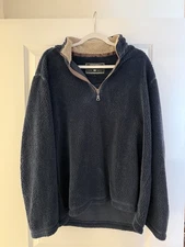 True Grit Pullover 1/4 Zip Navy Medium Sweatshirt Sherpa Fleece