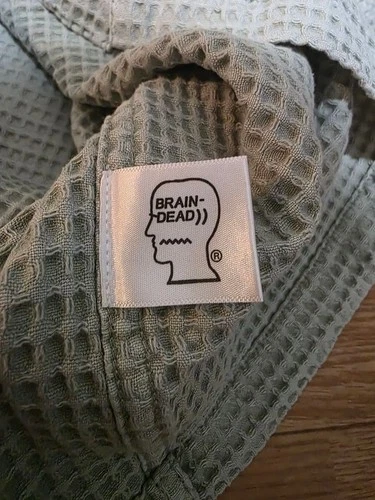 Brain Dead Waffle Button Front Shirt L - Stone Color image 5