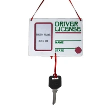 Kurt Adler Wooden Picture Frame Ornament, Drivers License with Key