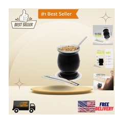 8 oz Luxury Stainless Steel Yerba Mate Cup with 1 Bombilla Straw   Modern Gift