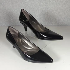 Bandolino Flexible Women's Black Leather Pointed Toe Kitten Heel Pumps 6.5