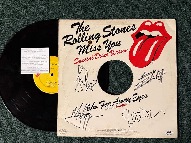 Rolling Stones SIGNED Far Away Eyes LP w/COA