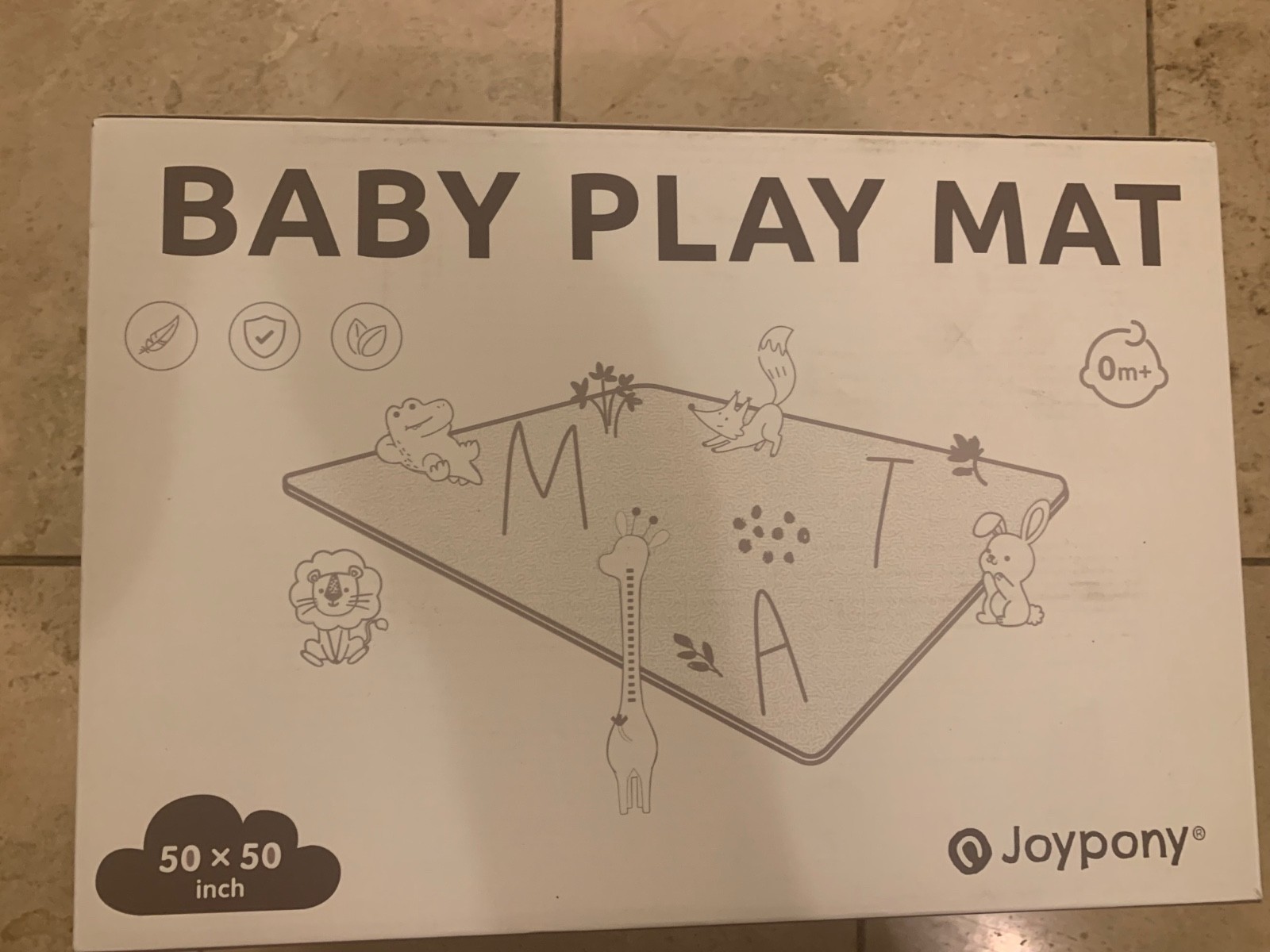 Vegan Leather Baby Play Mat, Wipe-Clean Play Mat for Floor, 50x50 in Thicken  