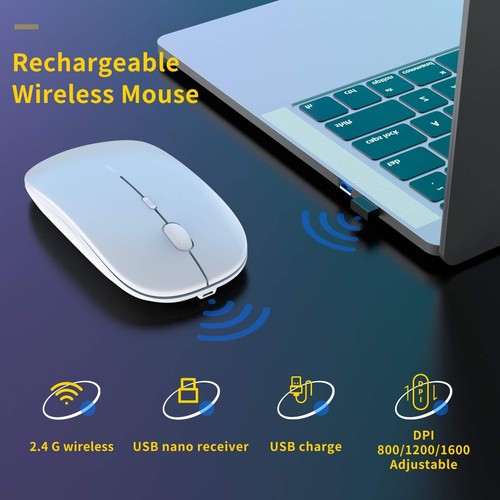 Anmck Wireless Silent Mouse,USB Laptop PC Cordless Rechargeable Slim Mice,... - Picture 2 of 8