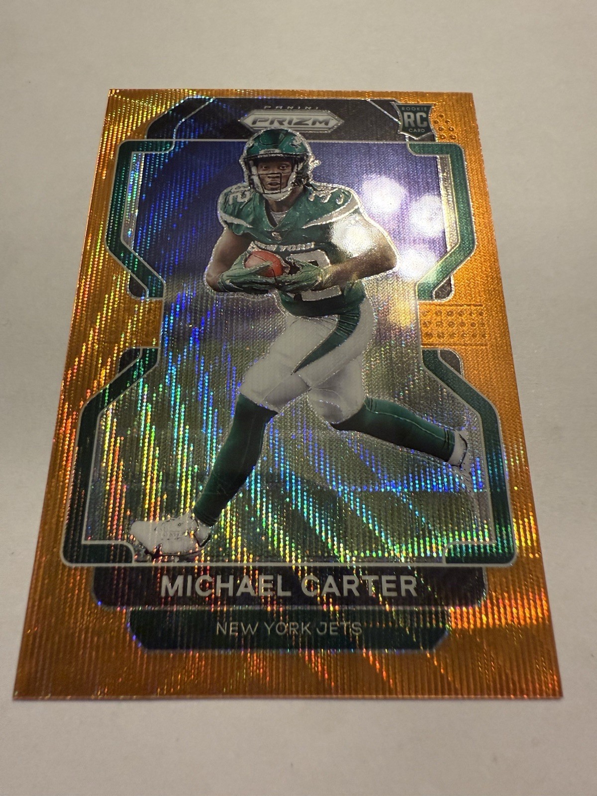 2021 Panini Prizm Rookie Michael Carter #365 Orange Wave Prizm /60 (RC)