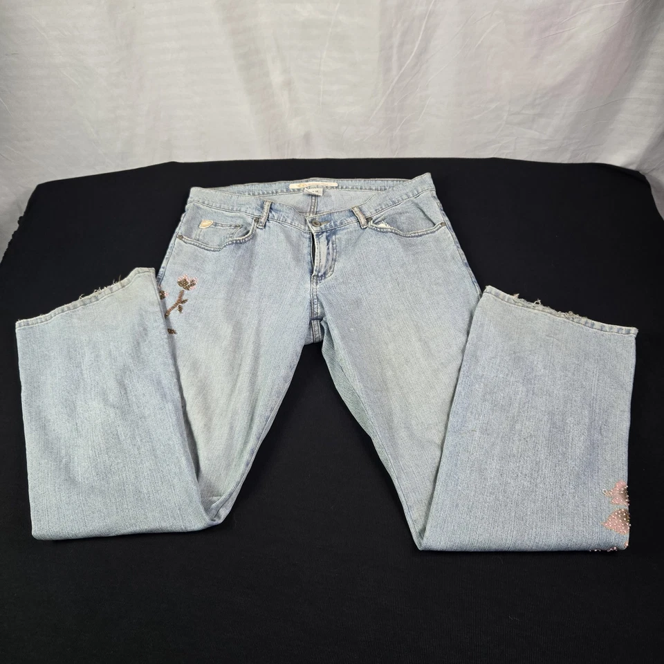 Pantalones de mezclilla hippie vintage con cuentas florales azules talla 14 de colección Z Cavaricci para mujer talla 14 años 90/Y2K Foto 2 de 4