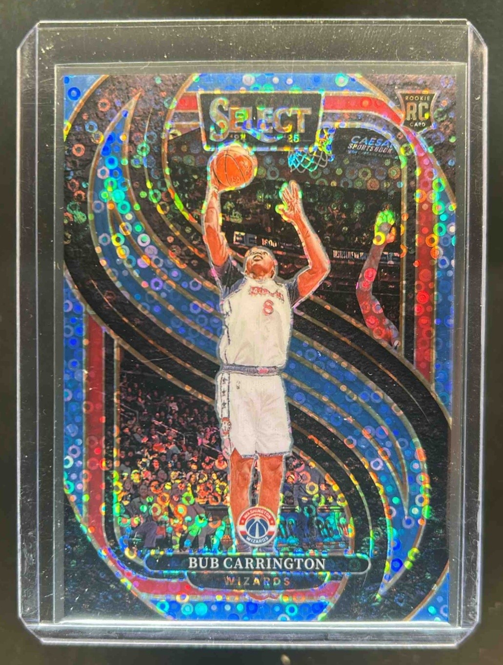 2024-25 Select Bub Carrington Premier RC Light Blue Disco Prizm #43/99 Wizards