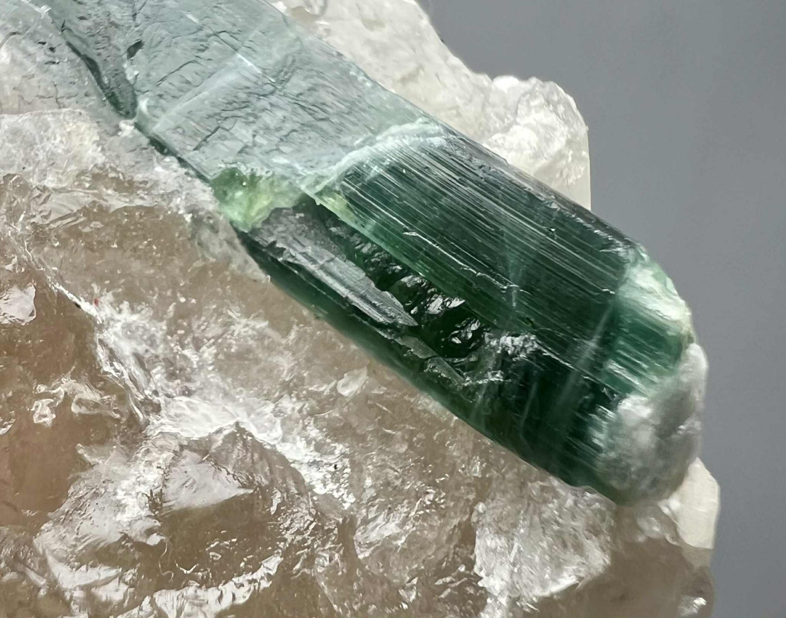 108 CT Ultra Rare !!! Blue Indicolite Tourmaline Crystal On Quartz @Afg