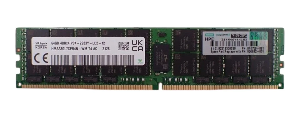 NEW HPE 64GB 4DRx4 PC4-2666V DDR4-21300 ECC LRDIMM Memory 815101-B21 840759-091 - image 1 of 1