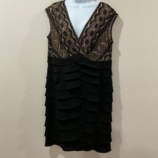 Jessica Howard Black Lace Bodice Artichoke Tiered Skirt Dress Sz 14W Whimsigoth