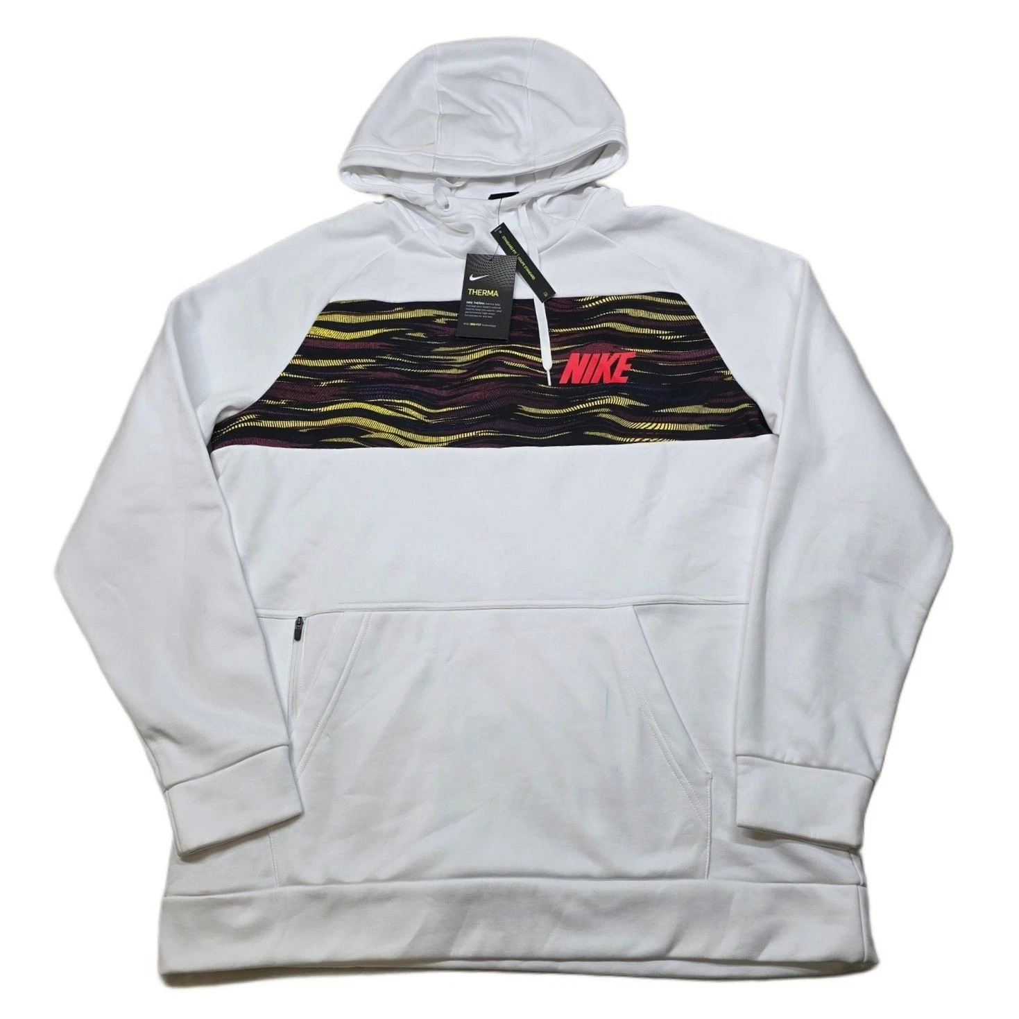Nike Therma Training Hoodie Mens Large White Sweatshirt Graphic MARKS NEW