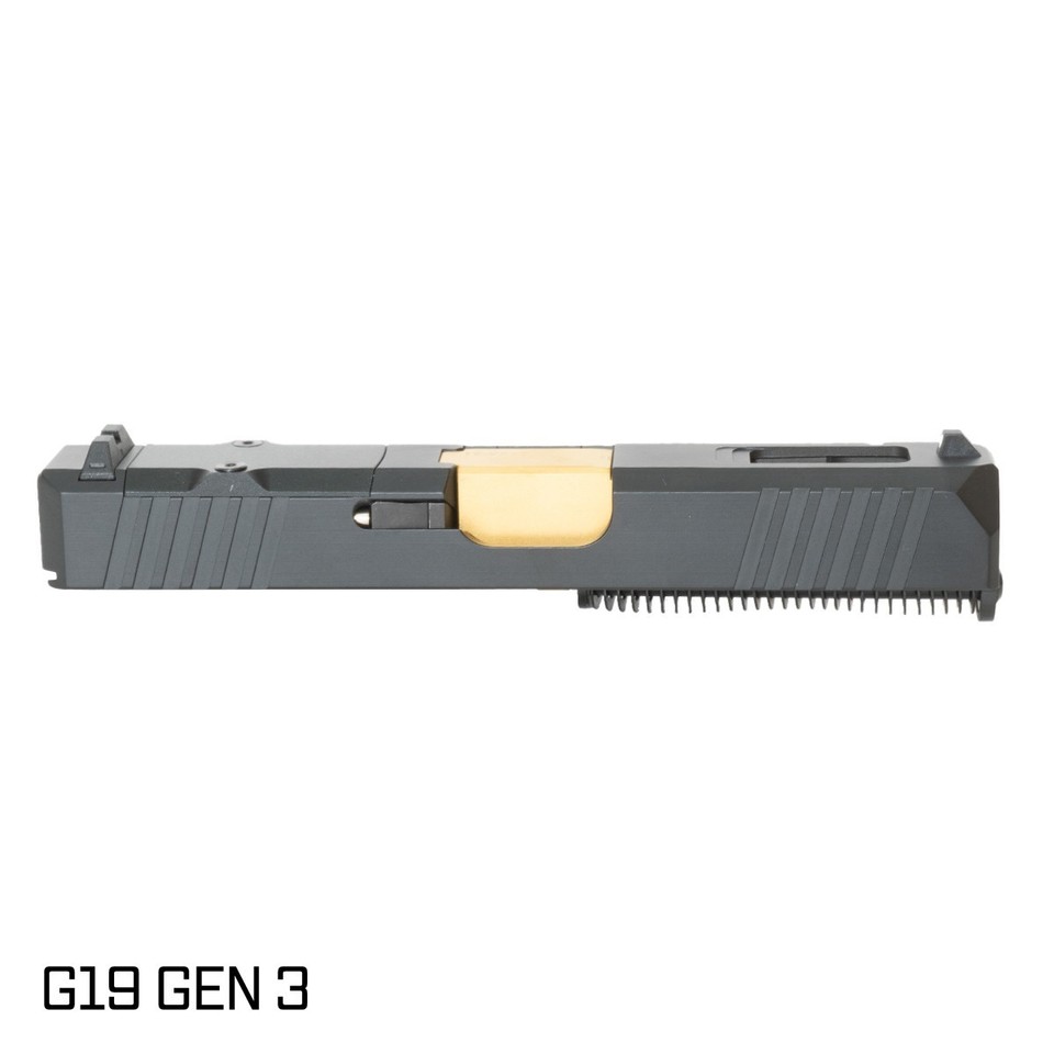Complete Slide for Glock 19 Gen 3 - Ported Gold Barrel - Black Graphite ...