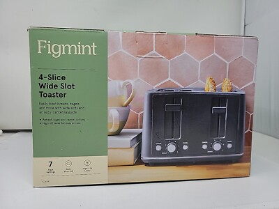 Figmint 4-Slice Wide Slot Toaster with Auto Shut-Off & Easy Controls