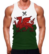 WELSH FLAG MUSCLE TANK FITTED WALES COUNTRY PROUD BODYBUILDING TRAINING GEAR MEN