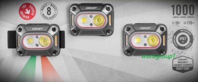 Coast 1000L Hybrid Dual Power Headlamp, 8 Modes, 3 Pcs CH1000R