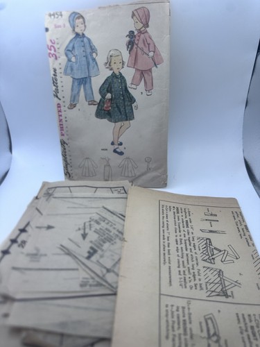 Vintage 1950’s Simplicity Sewing Pattern 4454 Toddler Coat Hat & Leggings Size 3 - Picture 1 of 5