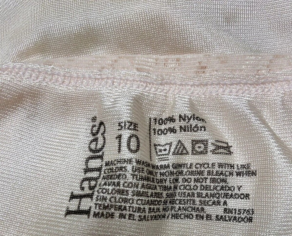 Braguita completa de nailon Hanes ropa interior talla 10 nueva sin etiquetas ribete de encaje abuela Sissy Foto 3 de 4