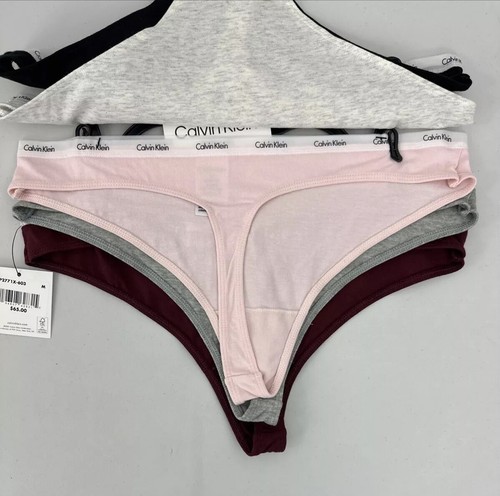 Damen Calvin Klein Tanga 5er Pack M Unifarben - Rot Grau Pink Grau & Schwarz - Bild 9 von 13
