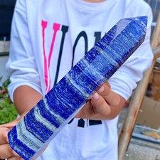 2.18LB  Natural lapis lazuli crystal obelisk quartz crystal energy column.