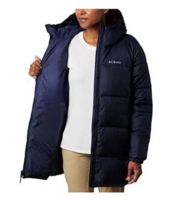 Columbia Women Columbia Hooded Navy Puffer Jacket Relax Fit Size