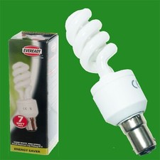 1x 7W  35W Mini Spiral Low Energy CFL 4200K Light Bulb Small Bayonet B15 SBC