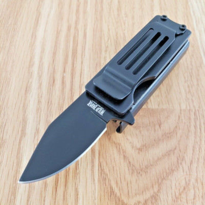 Wild Boar Lighter Holder Folding Knife 1.75'' Stainless Blade Aluminum Handle