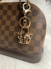 Mini Handbag Bag Charm Keychain Keyring Handbag Leopard Print Bling Sparkling