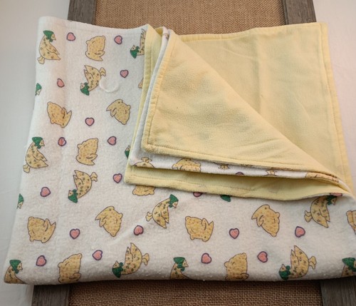 VTG Fleece Yellow Duck Bunny Baby Blanket - Picture 7 of 11