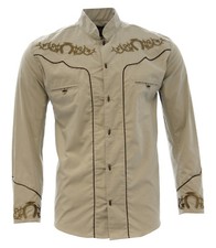 Men's Charro Shirt Camisa Charra El General Western Wear Color Khaki