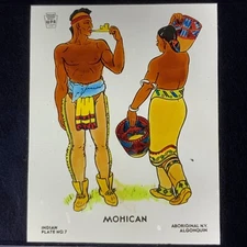 Vtg Hand Color Magic Lantern Glass Slide Illustration Mohican Indians