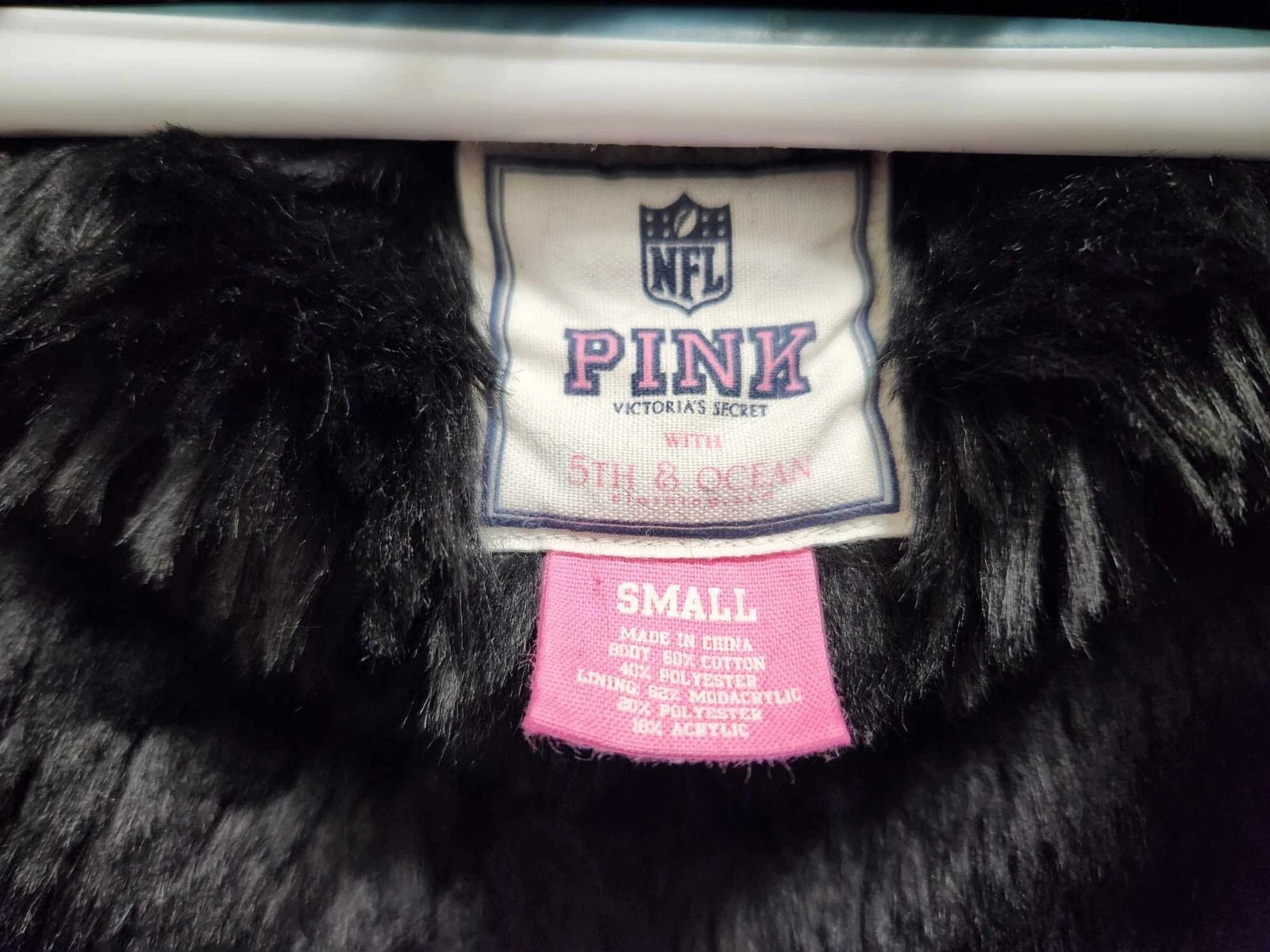 UNDERCOVER Felpa con cappuccio donna Victoria Secret rosa NFL Minnesota Vikings calcio pelliccia sintetica taglia S