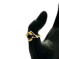 Vtg Signed Gio Lind Oval Garnet & Genuine Melee Diamonds Ring 24KT HGE Sz 5.75