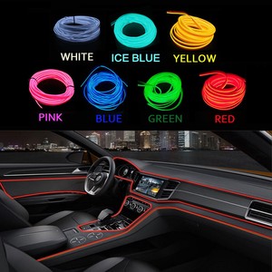 Details About Led Neon Light Car Interior Lamp El Wire String Strip Rope Fairy Lights Decor 5m