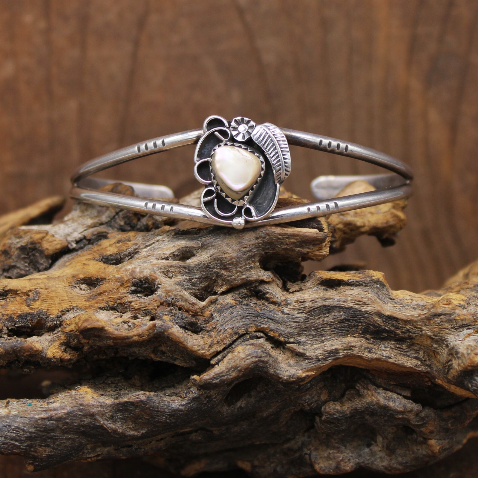 Sterling Silver Split Shank Abalone Cuff Bracelet - image 1