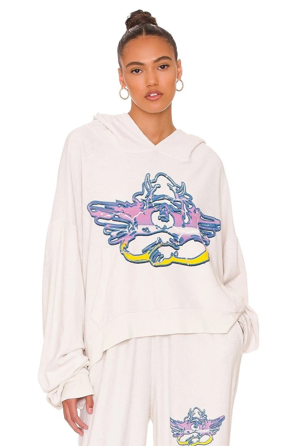 OFF WHITE Felpa con cappuccio ragazzo Lie Cream Puff colore avorio