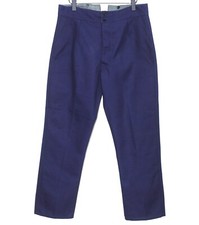 New 1940s Indigo Cotton Twill Buckle Back Work Chore Pants W35 Made in France