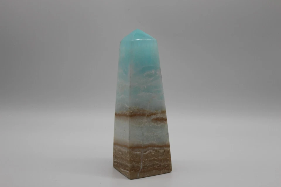 Calcit blau Caribbean Calcite Tower Oberlisk Pyramide Decor Heilstein Edelstein  - Bild 2 von 4