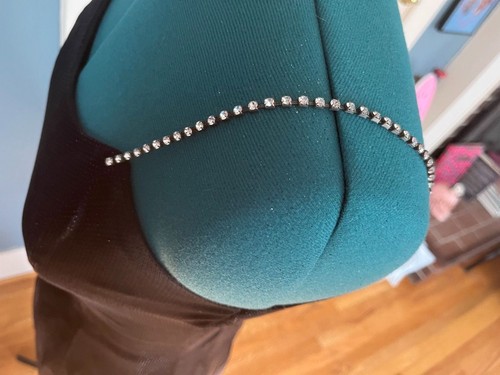 Vintage 90s-00s Black Cocktail Dress with Rhinestone Straps + Mesh Overlay - Picture 4 of 6