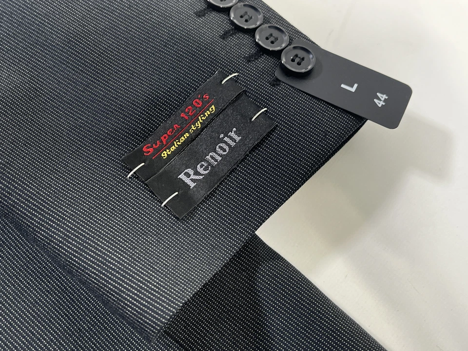 Traje Para Hombres Renoir Negro Microstripe 2 Botones Calce Clásico Talla 44L NUEVO Foto 2 de 4