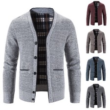 Comfortable and Versatile Men's Knitted Button Up Cardigan Winter Outerwear