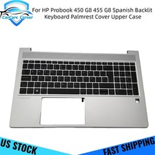 For HP Probook 450 G8 455 G8 Spanish Backlit Keyboard Palmrest Cover Upper Case